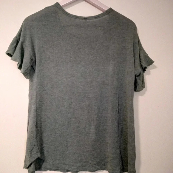 Lime n Chili SMALL Gray Flutter Short Sleeves Round Neckline Lightweight Rayon - Picture 5 of 6